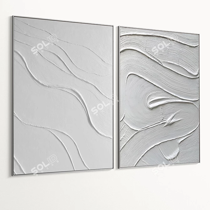 Minimalistic Plaster Photo Frame Set 3D model image 3