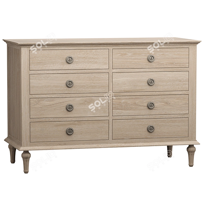 Rustic Oak 8-Drawer Dresser 3D model image 1