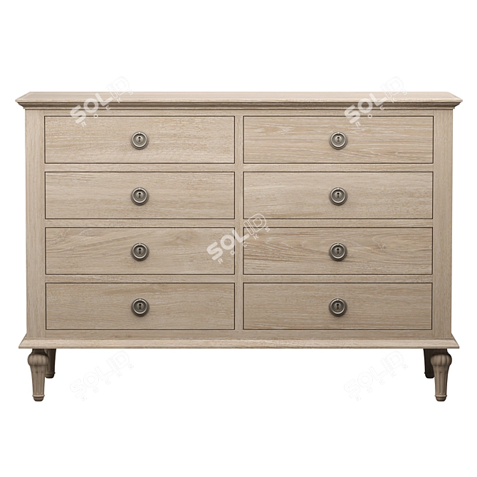 Rustic Oak 8-Drawer Dresser 3D model image 2