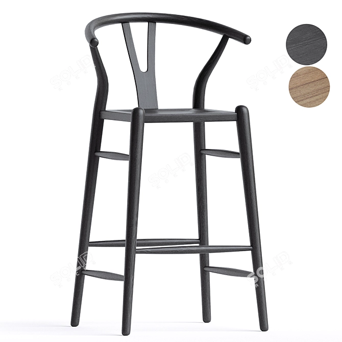Sleek Noir Zola Counter Stool 3D model image 1