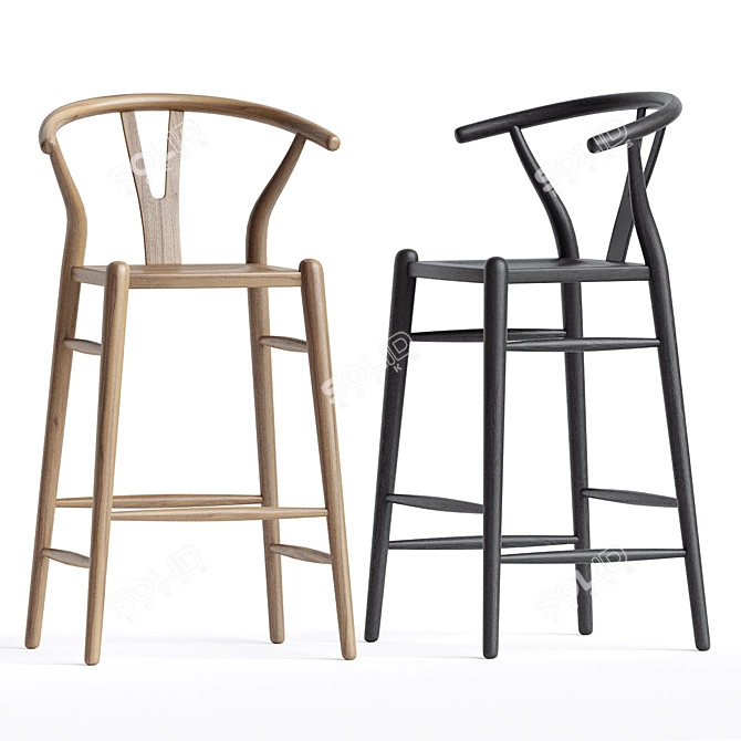 Sleek Noir Zola Counter Stool 3D model image 3