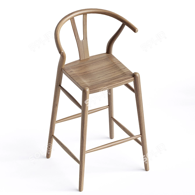 Sleek Noir Zola Counter Stool 3D model image 4