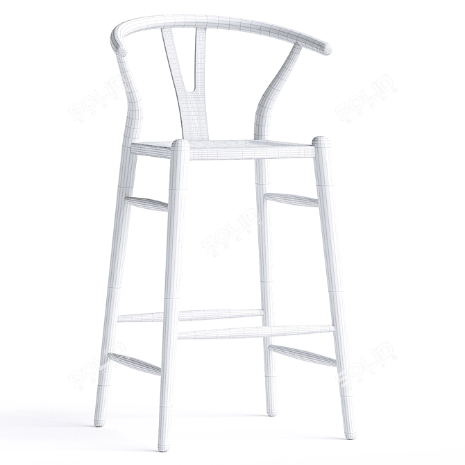 Sleek Noir Zola Counter Stool 3D model image 5