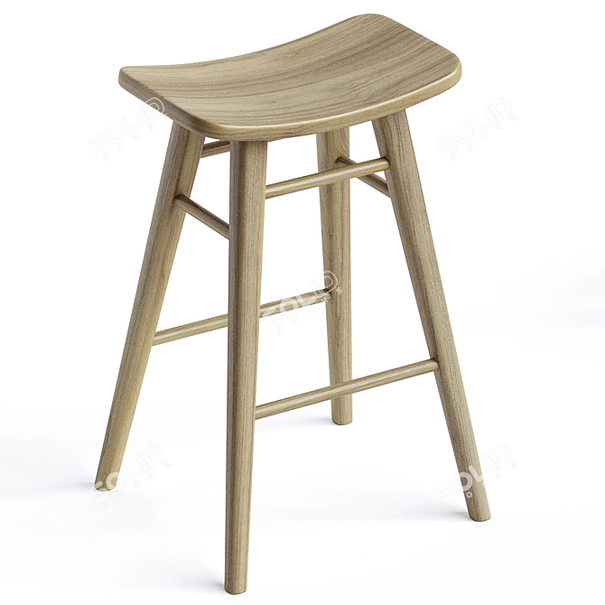 Rustic Oliver Timber Barstool 3D model image 4