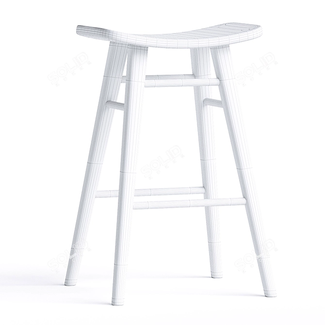 Rustic Oliver Timber Barstool 3D model image 6