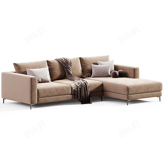 Modern Folding Sofa for Comfort 3D model image 2