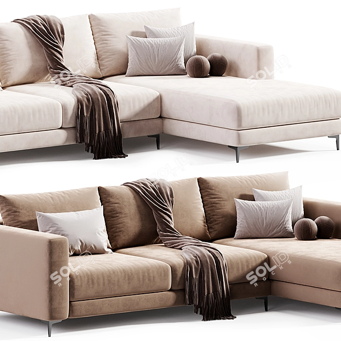 Modern Folding Sofa for Comfort 3D model image 3