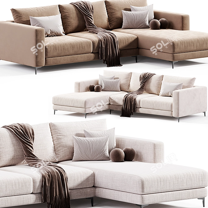 Modern Folding Sofa for Comfort 3D model image 4