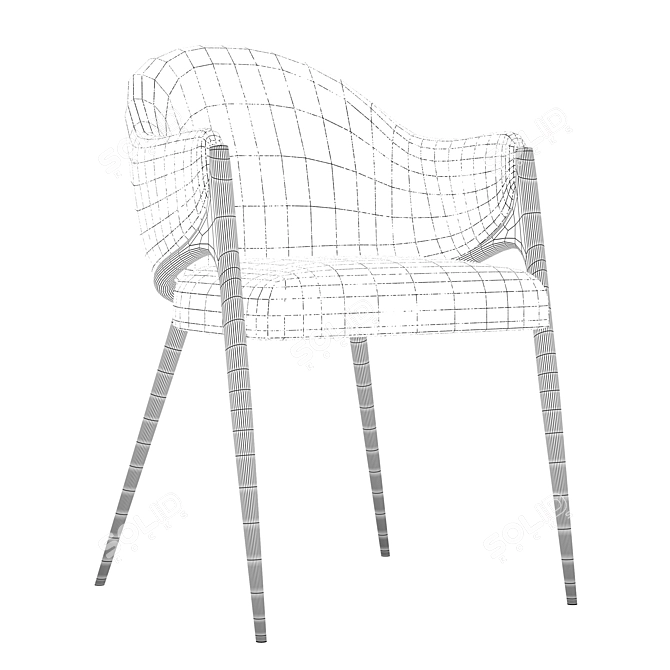 Modern Fabric Dining Chair Metal Legs 3D model image 3