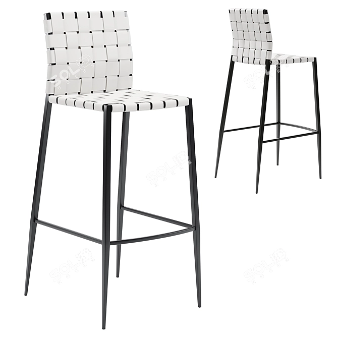 Hugge Bar Stool Metal Legs 3D model image 1