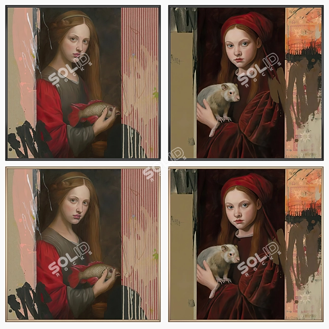 Wall Art Set with Various Frames 3D model image 2