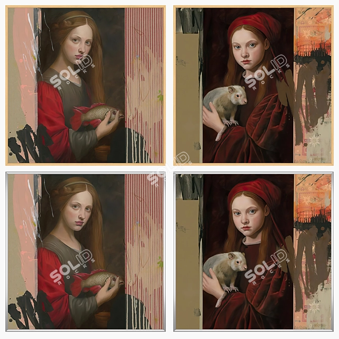 Wall Art Set with Various Frames 3D model image 3