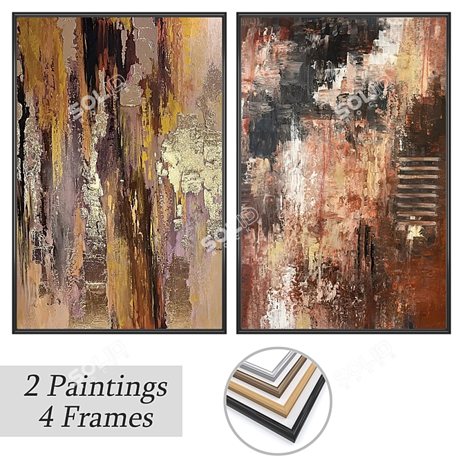 Gallery Art Set with Frames 3D model image 1