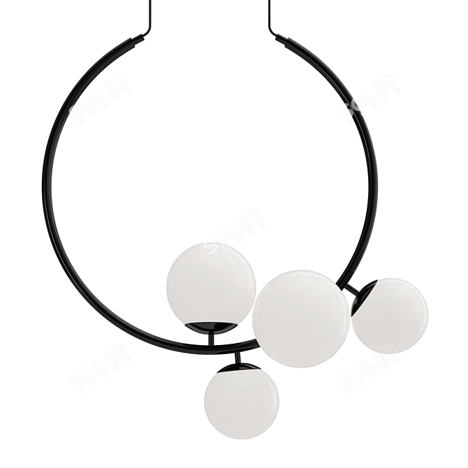 Modern Black Round Chandelier Pendant 3D model image 1