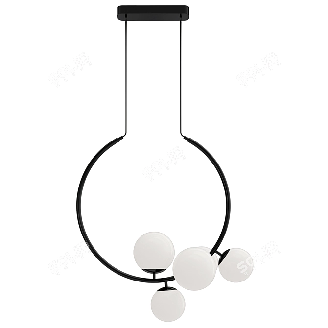 Modern Black Round Chandelier Pendant 3D model image 2