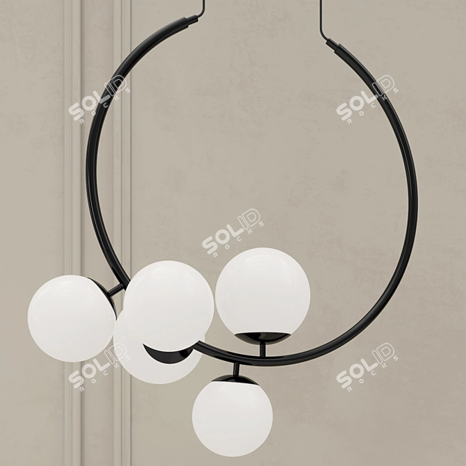 Modern Black Round Chandelier Pendant 3D model image 3