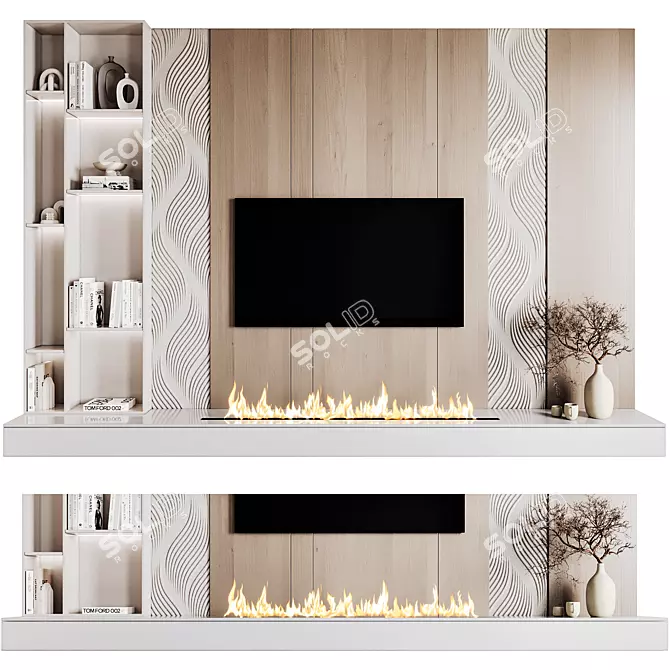 Modern TV Wall 06 Design 3D model image 4