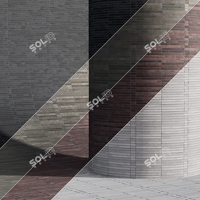 Sleek Long Brick Cladding 3D model image 1