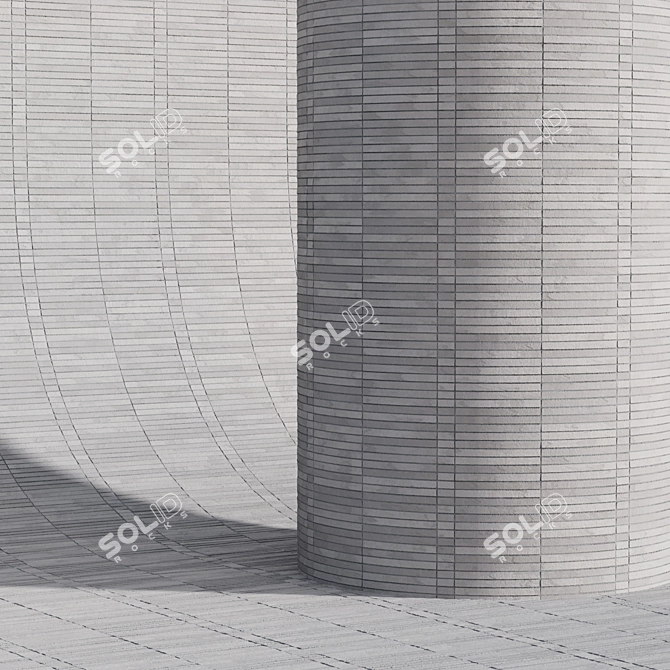 Sleek Long Brick Cladding 3D model image 3