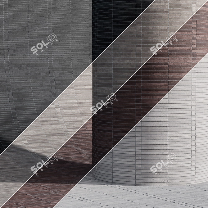 Sleek Long Brick Cladding 3D model image 8