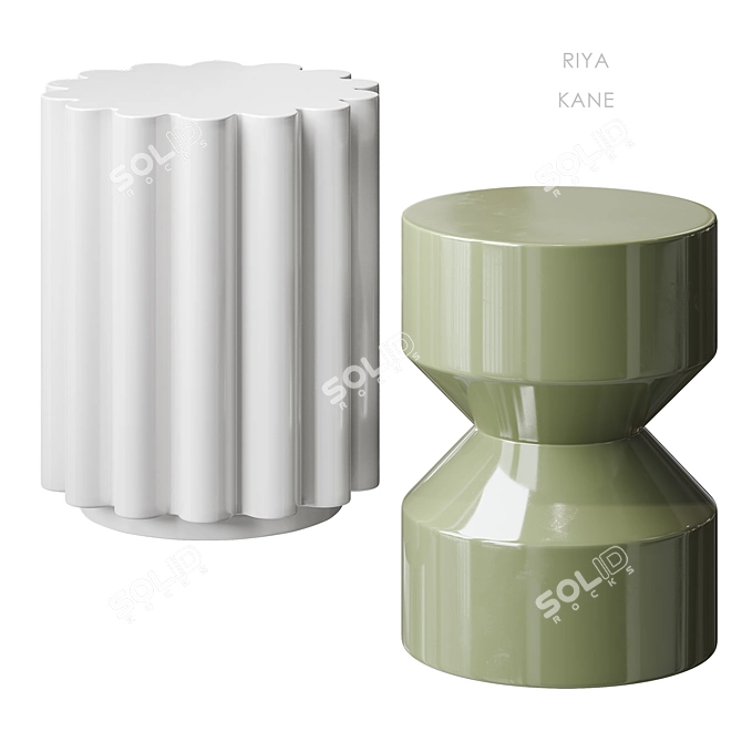 Riya Kane Round Side Tables 3D model image 1