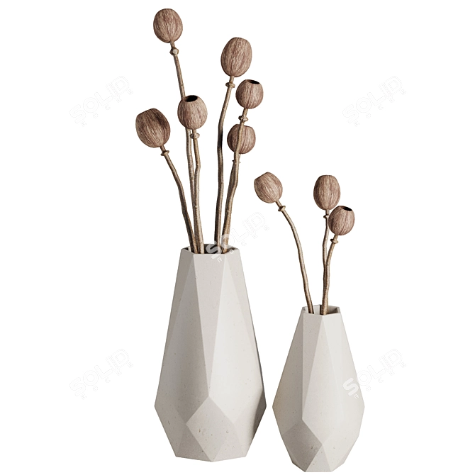 Elegant Bouquet Vase Set48 3D model image 2