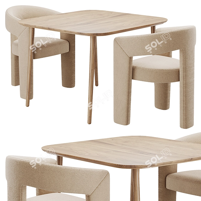 Velvet Iron Arm Chair 3D model image 1