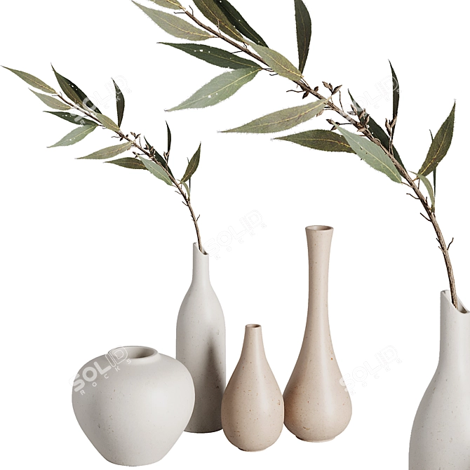 Contemporary Floral Vase Set47 3D model image 1