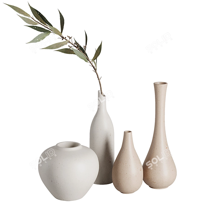 Contemporary Floral Vase Set47 3D model image 2