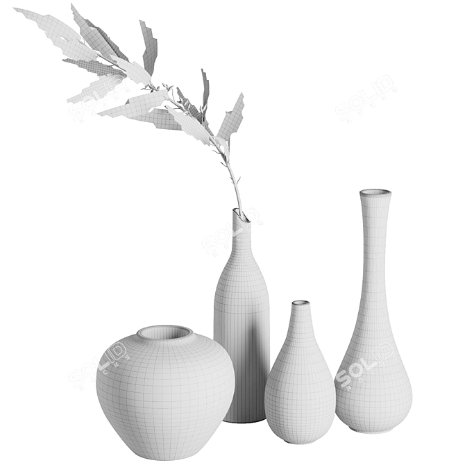 Contemporary Floral Vase Set47 3D model image 4