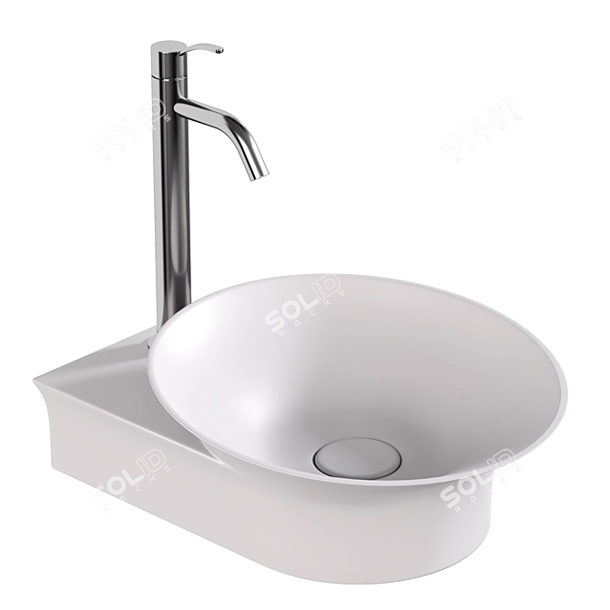 56cm Wall-Mounted Sink RS3869 3D model image 1