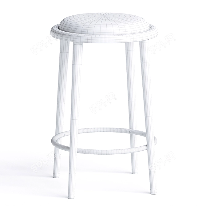 Luxury Oak Boucle Bar Stool 3D model image 3