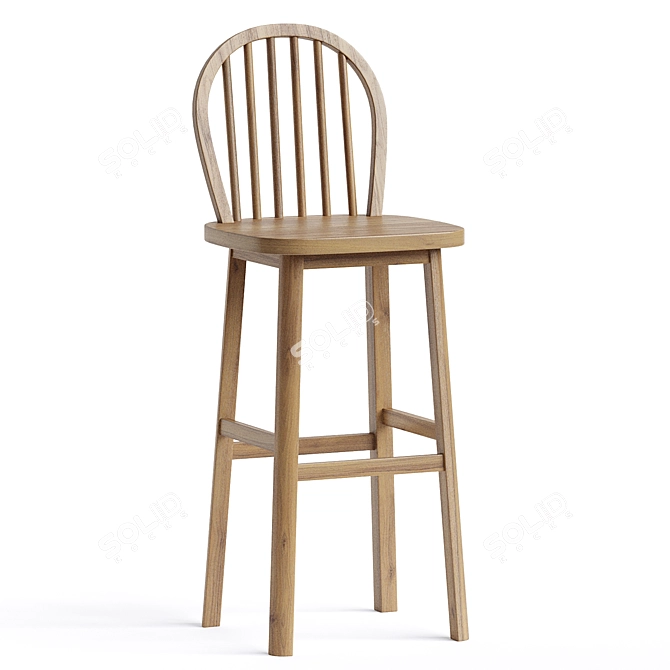 Elegant Wood Counter Stool 3D model image 1