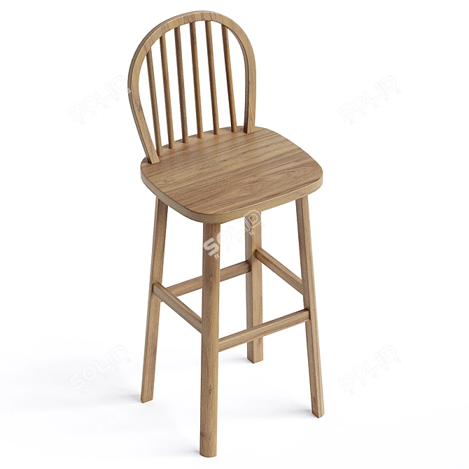 Elegant Wood Counter Stool 3D model image 4