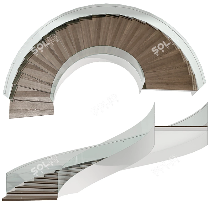 Minimalist Spiral Staircase 400cm 3D model image 2