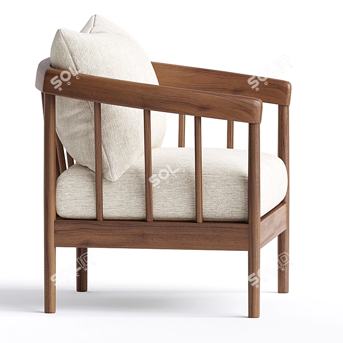 Elegant Augusta Armchair, Handcrafted Comfort 3D model image 2