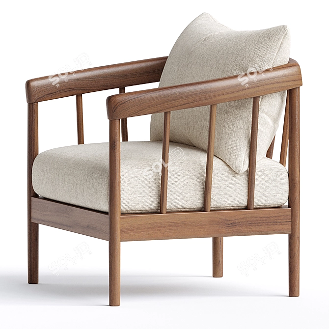Elegant Augusta Armchair, Handcrafted Comfort 3D model image 3