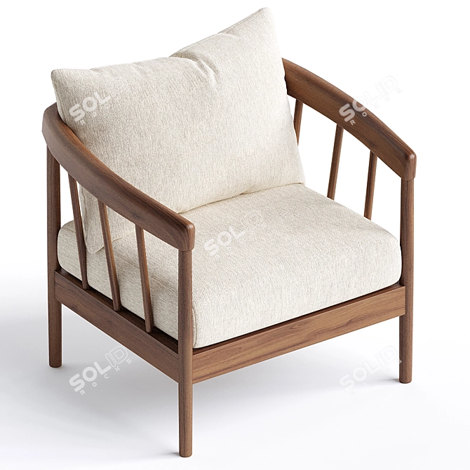 Elegant Augusta Armchair, Handcrafted Comfort 3D model image 4