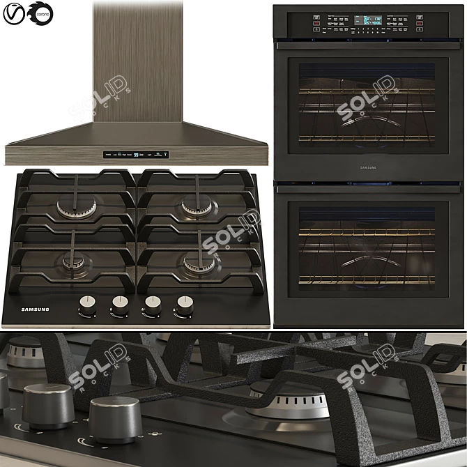 Samsung Kitchen Appliance Bundle 3D model image 1