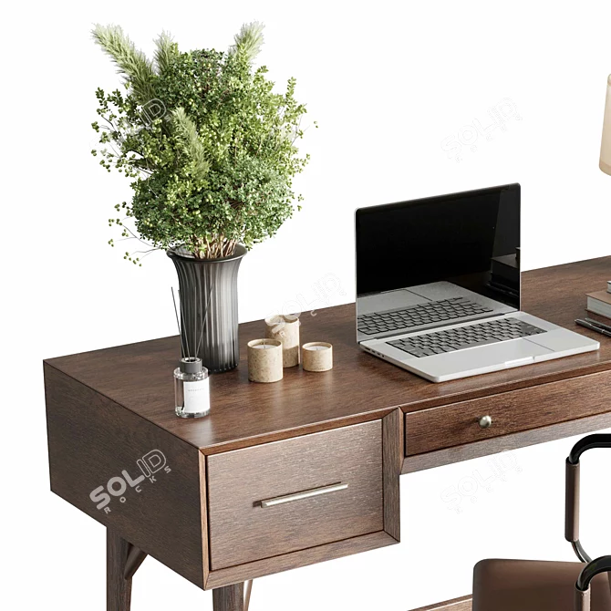 Retro-Inspired Mid-Century Office Desk 3D model image 2