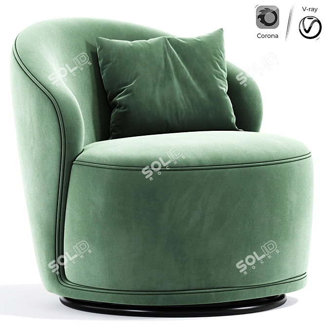 Swivel Barrel Upholstered Armchair - 3dsmax/Vray/Corona - Real Size 3D model image 1