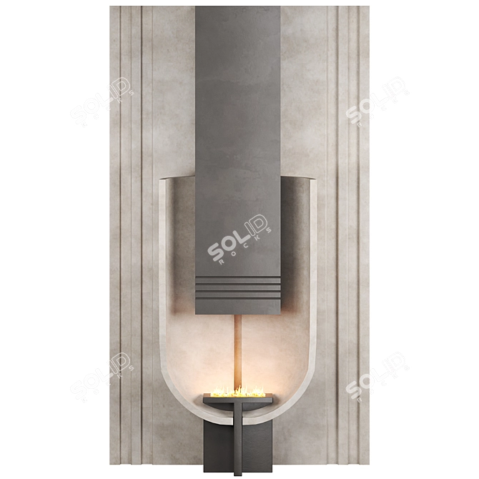 Contemporary Curved Fireplace with Vray 3D model image 3