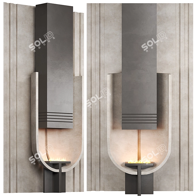 Contemporary Curved Fireplace with Vray 3D model image 4