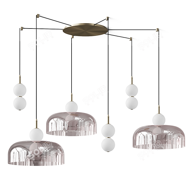 Modern Echo Glass Pendant Chandelier 3D model image 2