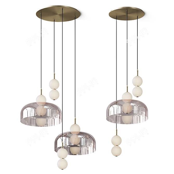 Marc Wood Brass Pendant Lamp 3D model image 2