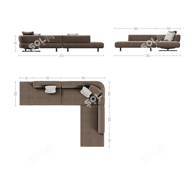 Elegant Modular Sofa Set TAKT 3D model image 4