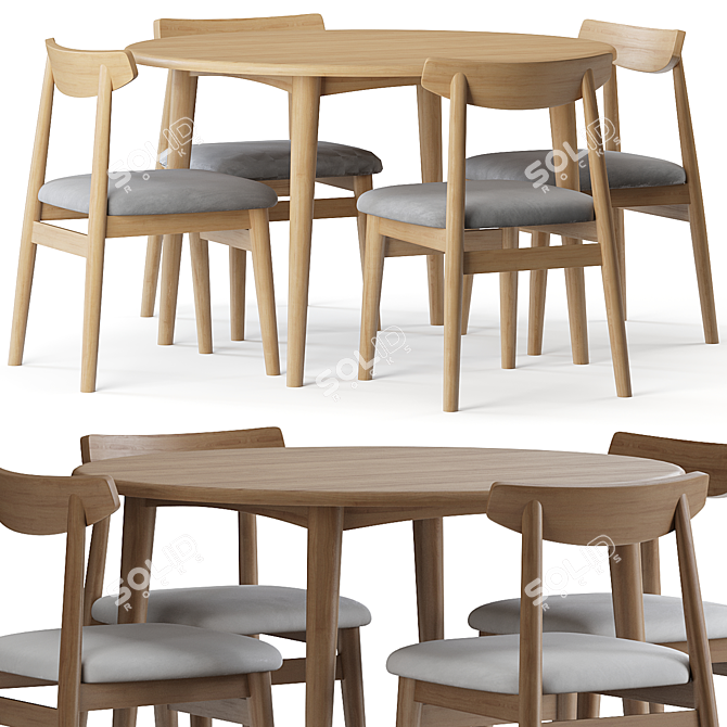 Nordic Modern Dining Set 2014 3D model image 1