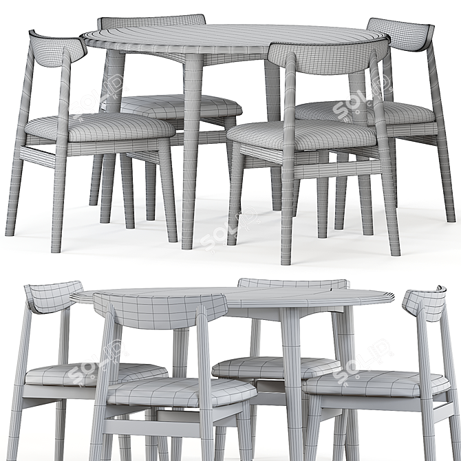 Nordic Modern Dining Set 2014 3D model image 3