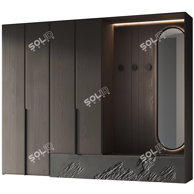 Entryway Furniture Composition in 3 Finishes 3D model image 2