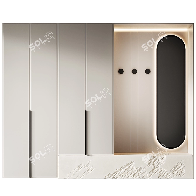 Entryway Furniture Composition in 3 Finishes 3D model image 4